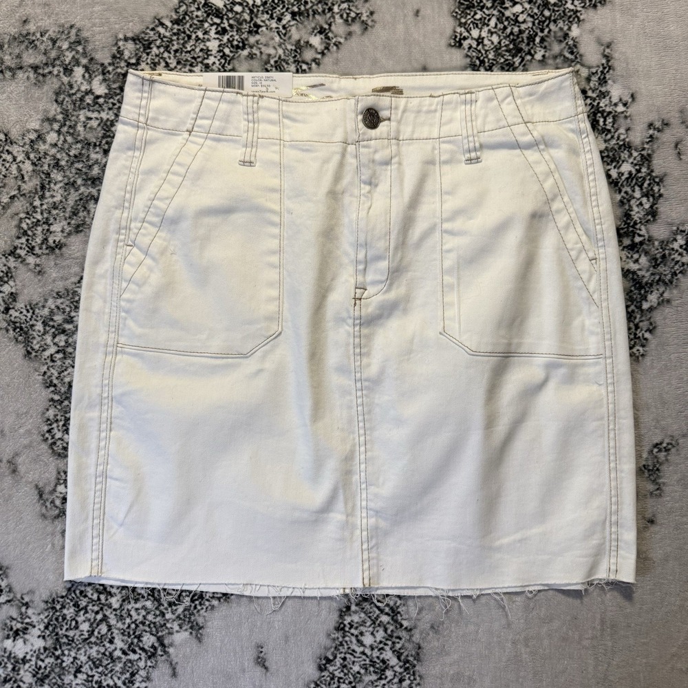 Seven Skirt Womens Size 10 White Front Patch Pockets Cotton Twill Blend Utility